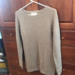 Tan  acrylic sweater with roll neck collar